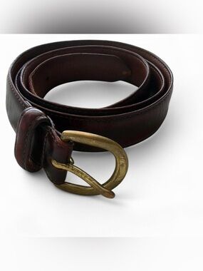 Vintage COACH Burgundy Burnished Cowhide Leather Belt Brass Buckle Size 40 90s